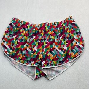 Fabletics Red and Pink Athletic Shorts with Elastic Waistband medium M geometric